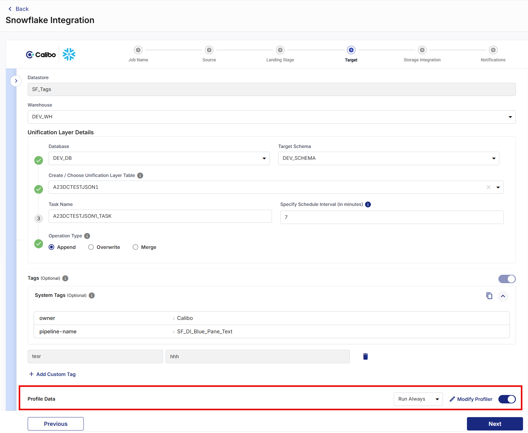 Snowflake Integration Profile Data Snowflake Integration Profile Data
